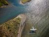 Aerial of DeHavilland Beaver parked for fishing