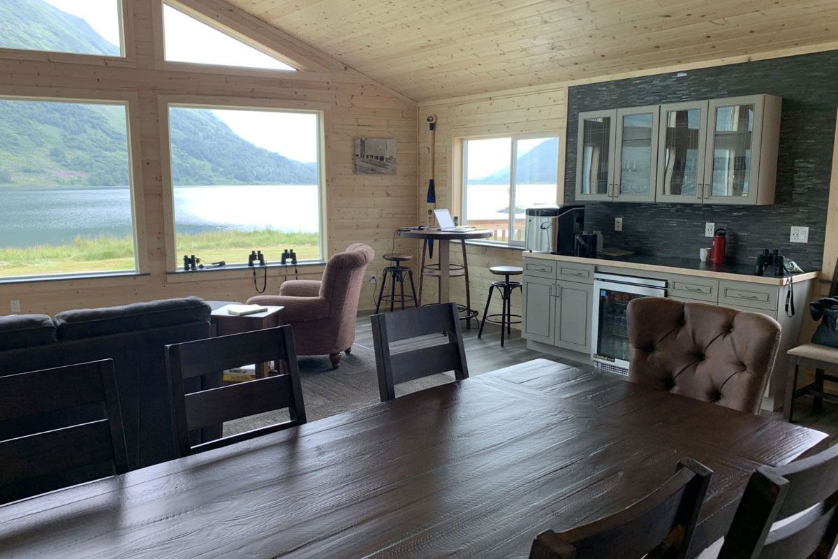 Interior of the lodge at Kodiak Brown Bear Center